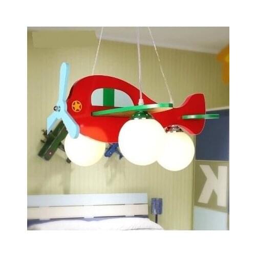 Baby Room Cartoon Led E27 LED Lamp 110-220v Acrylic Pendant Lights Glass Aircraft Suspension Pendant Light Wood Creative