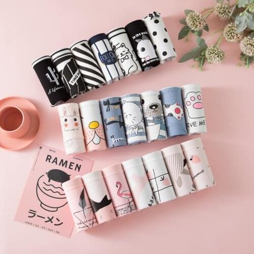 7Pcs/Lot Panties Women Cotton Underwear Print Briefs Comfort Intimates Sexy Lingerie Calcinha Underpants Girls Shorts Cute Panty