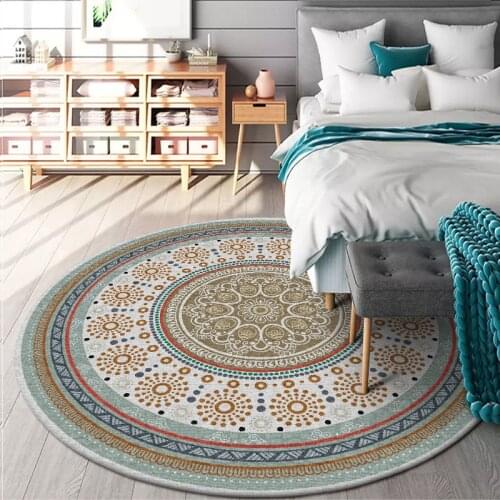 Retro Bohemian Round Carpet Geometric Simple Bedroom Hanging Basket Chair Cushion Ethnic Style Living Room Non-slip Table Mat