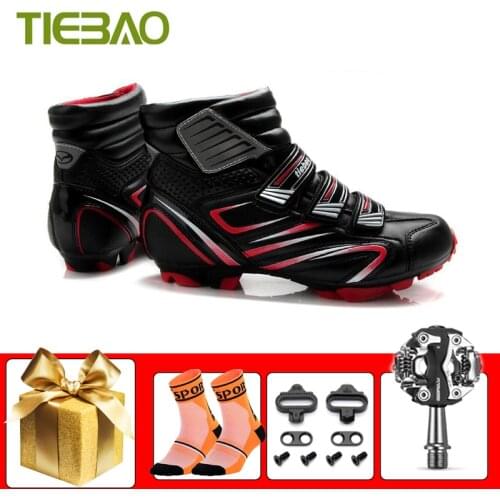 Tiebao Winter Cycling Shoes Men Women Sapatilha Ciclismo Mtb SPD Pedals Keep Warm Breathable Self-locking Racing Bicycle Boots