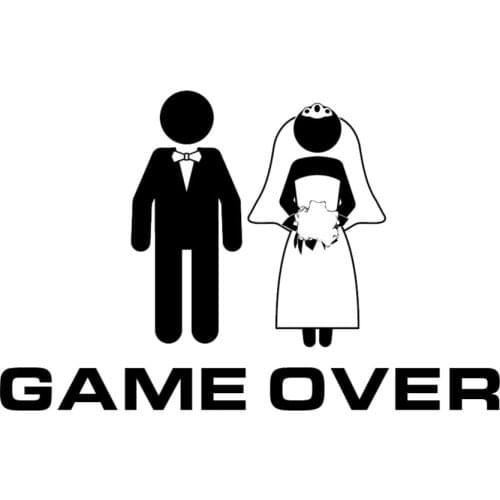 Funny Bride Groom Married Game Over Art Text Sticker Car Decal Window Bumper Waterproof Stickers Modern Decor L337