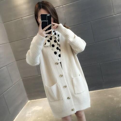 Womens Knitwear Thick Jacket Fall Oversized Loose Korean Style Single Breasted Winter Cardigan Sweater Ropa Mujer 2020