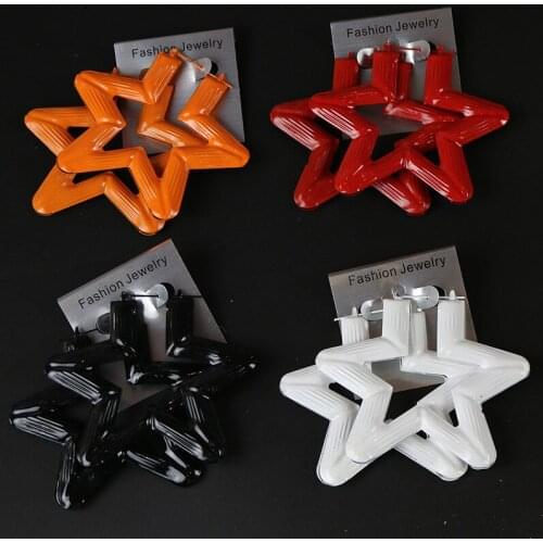 Hot Sale Star Shaped Oversized Bamboo Joint Earrings for Women Hip Hop Big Circle Earrings Fashion Trendy Earrings Accessories