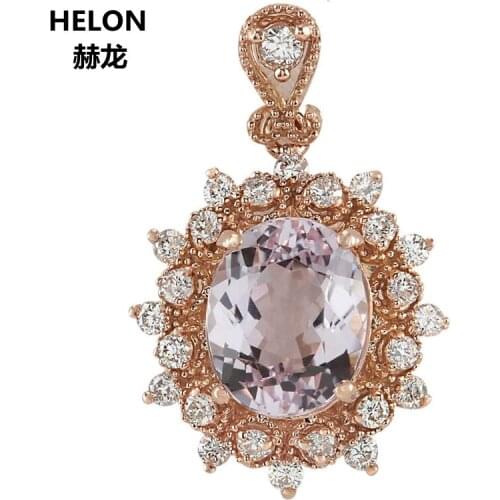Solid 14k Rose Gold Engagement Wedding Ring for Women 1.2ct 100% SI/H Full Cut Natural Diamonds Morganite Ring Valentine Gift