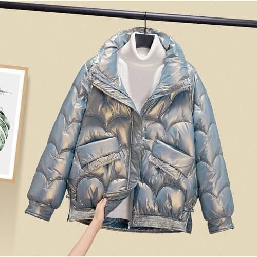Winter Cotton-Padded Jacket Womens Short Western-Style Bright Cotton-Padded Jacket 2021 New Student Korean Version Loose Small