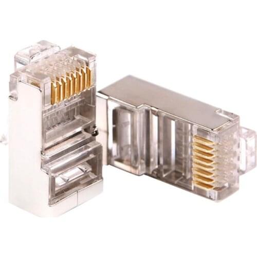 10/20/50Pcs Cat6 Crystal RJ45 Modular Plug Rj-45 Network Cable Connector Adapter w/Metal Shield for TV/TV Box/Router/ADSL