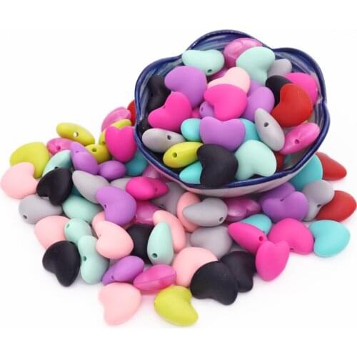 Sutoyuen 10pc BPA Free Silicone Heart Beads DIY Baby Pacifier Teething Necklace Bracelet Toy Accessories Chew Teether Bead