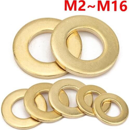 5~100pcs Brass Flat Washer Round Meson Sheet Metal Pad Collar Seals Shim Gasket Ring M2 M2.5 M3 M4 M5 M6 M8 M10 M12 M14 M16 GA97