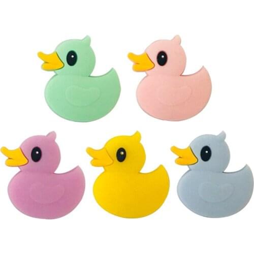 5pcs Silicone Teether Beads Mini Duck Silicone Beads For Necklace Making DIY Pacifier Holder Pendant BPA Free Silicone Baby Toy
