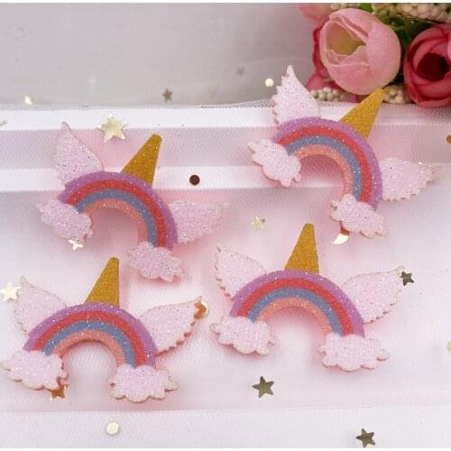 8PCS Felt Fabric Kawaii Glitter Rainbow Wing Applique Wedding DIY Sewing Patch Accessories DIY Craft Supplies SA137