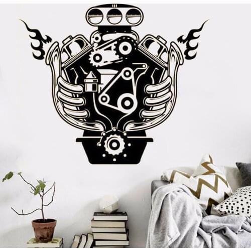 Auto Machine Wall Sticker vinyl Engine Motor Wall Decal Garage removable wall art mural HJ1258