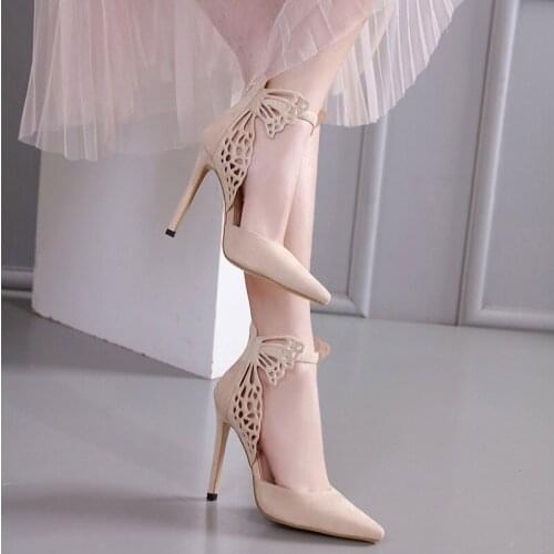 35-40 large size womens shoes 2021 new Korean style pointed shallow mouth stiletto single shoes fashion elegant bow high heels