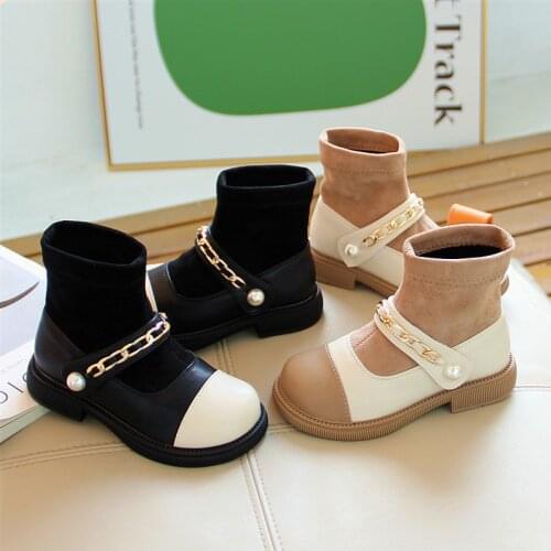 Girls boots 2021 new children spring and autumn short boots girls princess socks boots