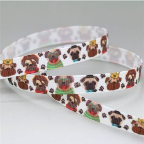 DHK 3/8'' 5yards dogs spider Printed Grosgrain Ribbon Accessory hairbow headwear DIY decoration OEM 9mm E1675