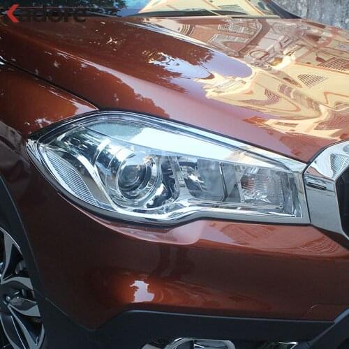 For Suzuki S-cross scross facelift SX4 2017 2018 Front Head Light Lamp Detector Frame Stick Styling Chrome Cover trim Parts