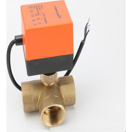 DN15/DN20/DN25 Electric Motorized Brass Ball Valve DN20 AC 220V 2 Way 3-Wire with Actuator