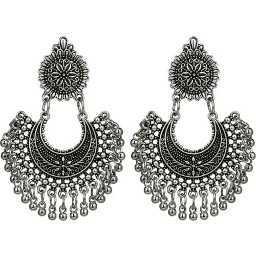 India Retro Jhumka Earrings for Women Tribal Jewelry BOHO Hippie chandelier Earrings Afghan Pakistani Thailand Nepal