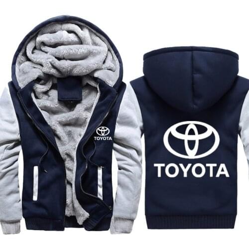 Jacket Men Toyota Car Logo Print Hoodies Mens Hoodie Casual Winter Thicken Warm Fleece cotton Zipper Raglan Coat Male Tracksuits