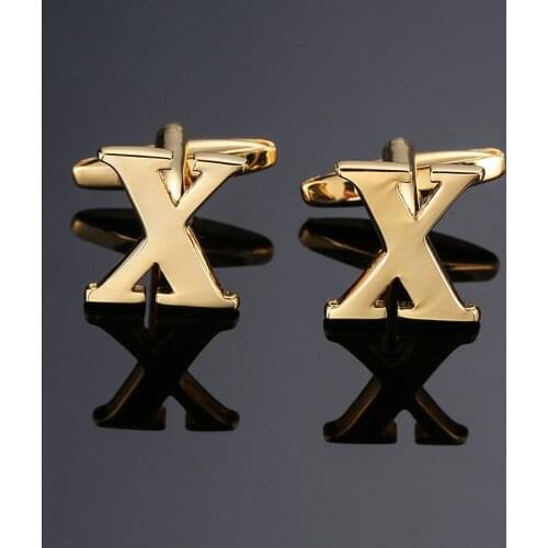 DY new High-quality Brass material English Golden English alphabet X Cufflinks Mens French shirt Cufflinks free shipping