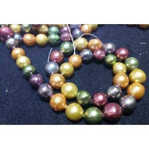 Real Natural Freshwater pearl 10x12MM Colorful baroque pearl Loose Beads one strands 35cm 15'' DIY gift