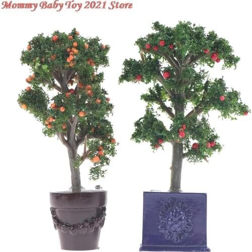 1:12 New Dollhouse Miniature Potted Fruit Trees Simulation Potted Plants Doll Decor Accessories
