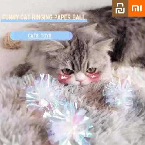 Newest Xiaomi Pet Toy Ball Candy Color Paper Ball Interactive Funny Cat Toy Pet Cat Supplies Relief Crystal Ball Rustling Youpin
