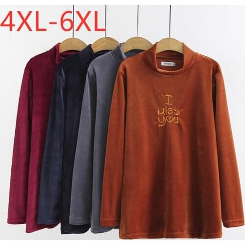 New Ladies Autumn Winter Plus Size Basic Tops For Women Large Long Sleeve Slim Elastic Red Letter Embroidery T-shirt 4XL 5XL 6XL