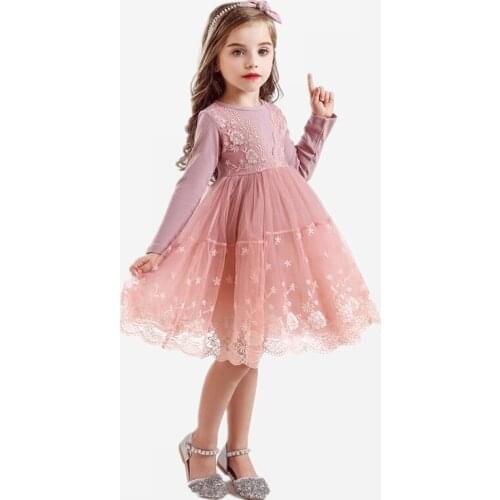 Girls Dress Autumn Winter Home Clothes Lace Mesh Tutu Dress Full Sleeve 3-8Y Children Vestido Infantil Kids Dresses for Girls