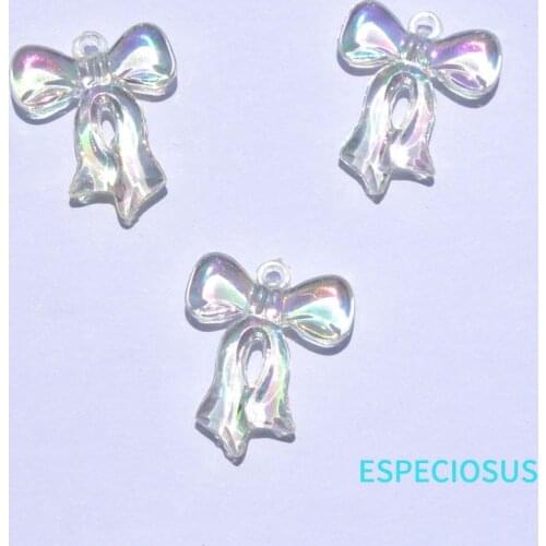 DIY Jewelry Fitting Accessories Transparent Acrylic Charms 31MM Multi Color Plated Cute Bowknots Pendants Earring Departments