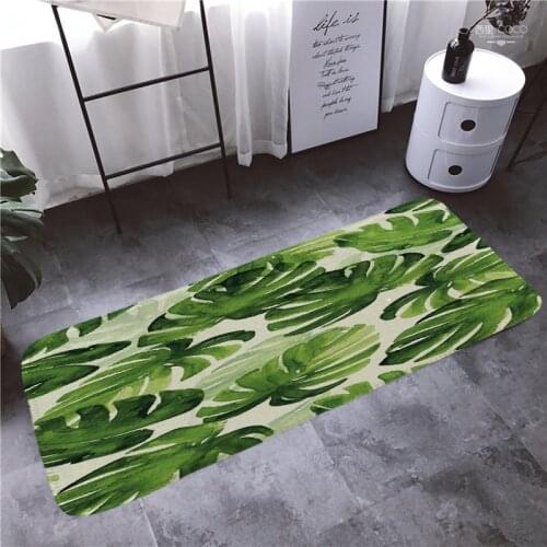 Carpet Doormat Funny Kitchen Entrance Door Mat Anti-slip Floor Rug Bathroom Area Hallway 50x80cm Tropical Leaf Design
