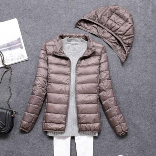 Winter Women Ultra Light Down Jacket White Duck Down Hooded Jacket Long Sleeve Warm Coat Parka Female Solid Portable Outwear