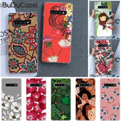Riccu girl flower Illustration pattern Phone Case for Samsung S20 plus Ultra S7 edge S8 S9 plus S10 5G lite 2020