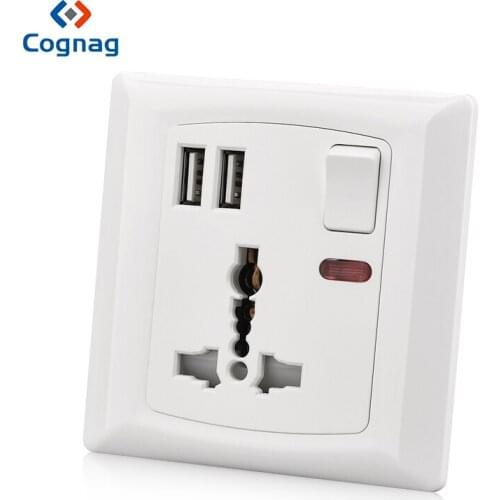PC usb Wall Universal Socket 13A 250V Power Socket Outlet with 2100mA 2 USB charge port