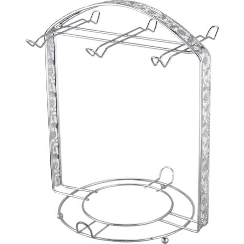 Silver Plating Coffee Cup Hob Cup Dish Rack Can Hang Most 6 Cups and Saucers Metal Stand Holder