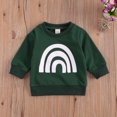 Baby Girls Boys Sweatshirts Fashion New Autumn Toddler Casual Rainbow Print Long Sleeve Crew Neck Loose Fit Tops Hoodies