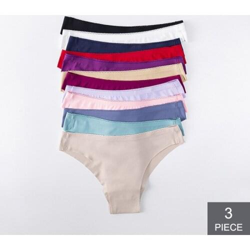 3pcs/pack Panties Woman Underwear Sexy Lingerie Seamless Female G-string Thongs Ice Silk tanga Low-Rise Ropa Interior Femenina
