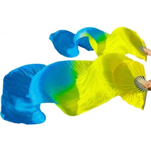 Belly Dance Fan Veils 100% Real Silk/Imitation Silk Fans 1 Pair Handmade Dyed High Quality Silk Fans Belly Dance Accessories Fan