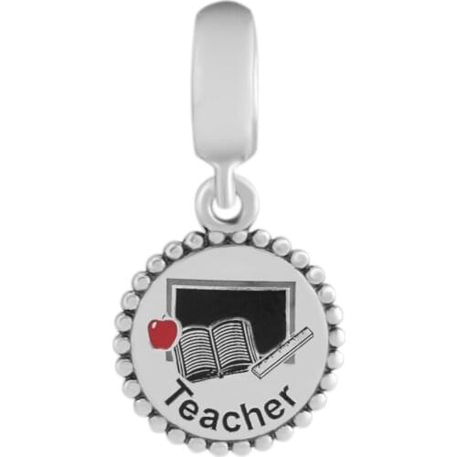 Great Teacher Dangle 925 Sterling Silver Jewelry Fits European Charm Bracelet & Choker Beads For Woman DIY