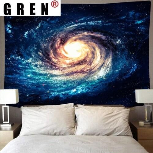 GREN Spectacular Starry Sky Galaxy Wall Art Tapestry Psychedelic Hanging Beach Towel Polyester Fiber Blanket Living Home Decor