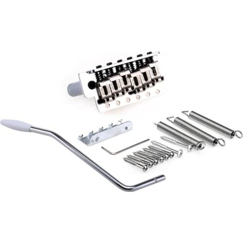 Wilkinson 54mm Vintage Style Full Block ST Guitar Tremolo Bridge Pop-In Arm 6 Screws for Squier/Mexico Fender/MIJ Strat, Chrome