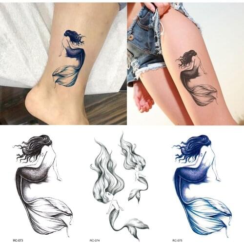 Waterproof Temporary Tattoos Summer Beach Women Arm Leg Clavicle Fashion Sexy Mermaid Tattoo Stickers Wholesale