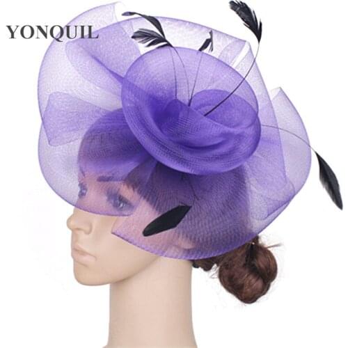 Fantastic Color Crinoline Fascinator Headwear Feather Colorful Mesh Event Show Hair Accessories Millinery Cocktail Hats MYQ076