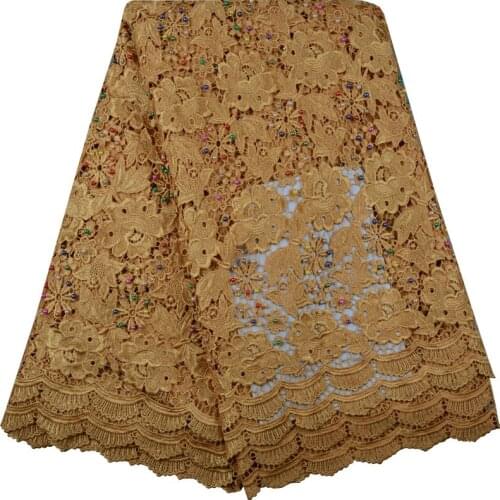 Factory Price High Quality Water Soluble African Cord Lace Fabric African Guipure Lace With Plenty Pearls For Dress Sewing 806