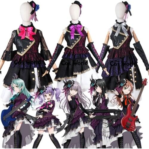 BanG Dream! Roselia Onstage Minato Yukina Shirokane Rinko Udagawa Ako Imai Lisa Hikawa Sayo Outfits Anime Cosplay Costumes