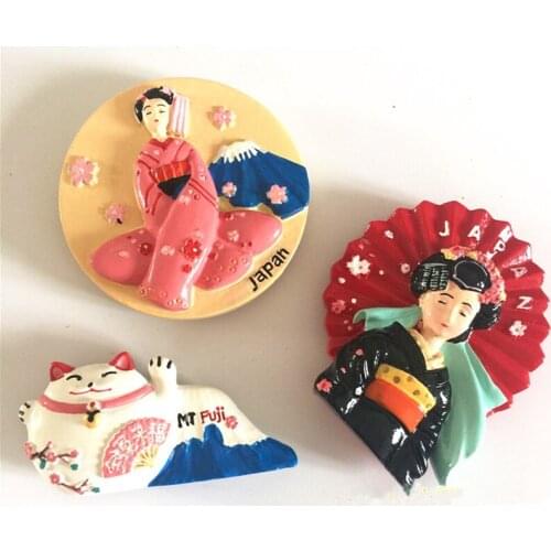 Japan Genuine Kabuki Doll 3D Fridge Magnets World Tourism Souvenirs Refrigerator Magnetic Stickers Collection Gift