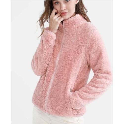Women Solid Jacket Zipper Pocket Thick Sweatshirt Kangaroo Pocket Long Sleeve Sweatshirt Warm Soft Full Coat 9837