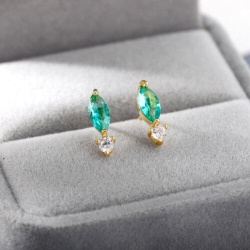 Cubic Zirconia Stud Earrings For Women Green Crystal Earrings 2021 Trend Shiny Korean Fashion Jewelry Couple Gift bijoux femme