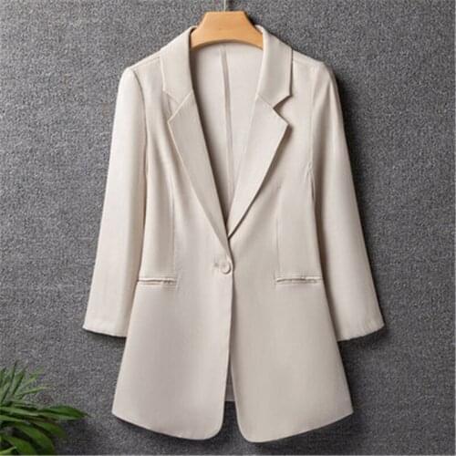 Spring/Summer 2020 Blazer Female Slim Elegant Ladies Jacket Plus size 7XL coveralls Single button Suit 3/4 sleeve Casual Tops