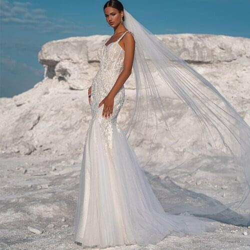 2021 Sexy Mermaid Wedding Dresses Lace Floral Appliqued Custom Made Trumpet Bridal Gowns Spaghetti Straps Vestidos De Novia