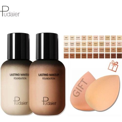Pudaier 40 Colors Liquid Foundation Cream For Face Concealer Matte Female Makeup Base Waterproof Long Lasting Facial Cosmetics